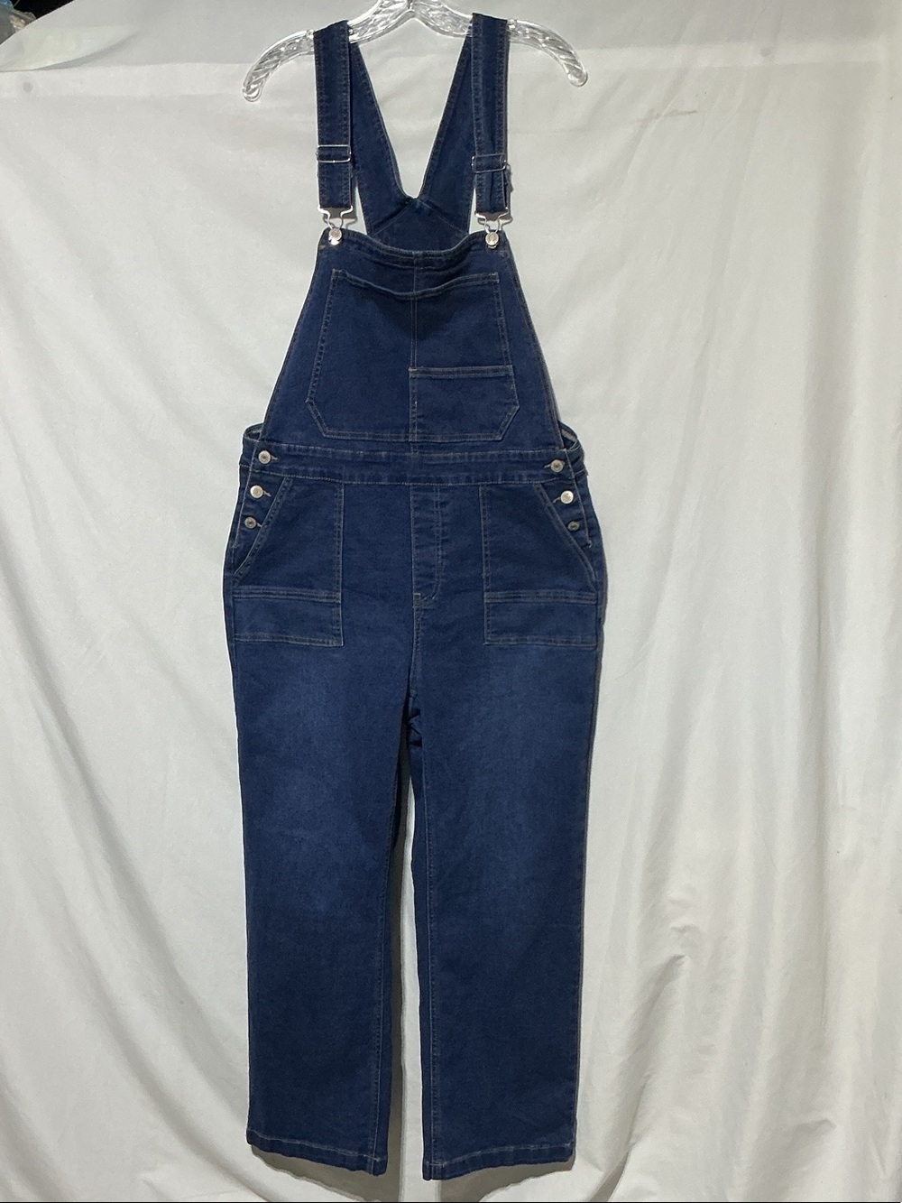 Luvamia Women’s Classic Dark Blue Denim Overalls Sz L